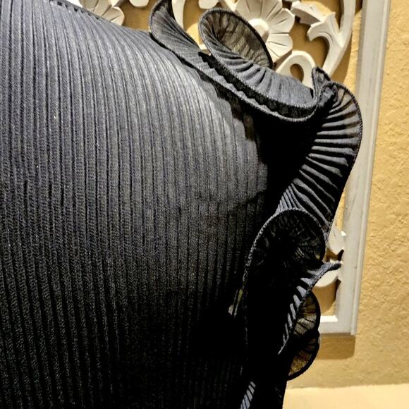 Zara Ruffled Black L Pleated Top Croquette Girly Whimsical Y2K Office Ruffled - Picture 8 of 10